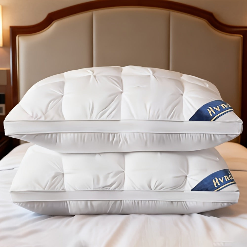 Luxury Hotel Pillows 2-Pack | King & Queen Size, Hypoallergenic Polyester Fill, Soft Satin Cover, Deep Sleep Neck Support, All-Season Non-Sinking Pillow Core, Boho Modern Design