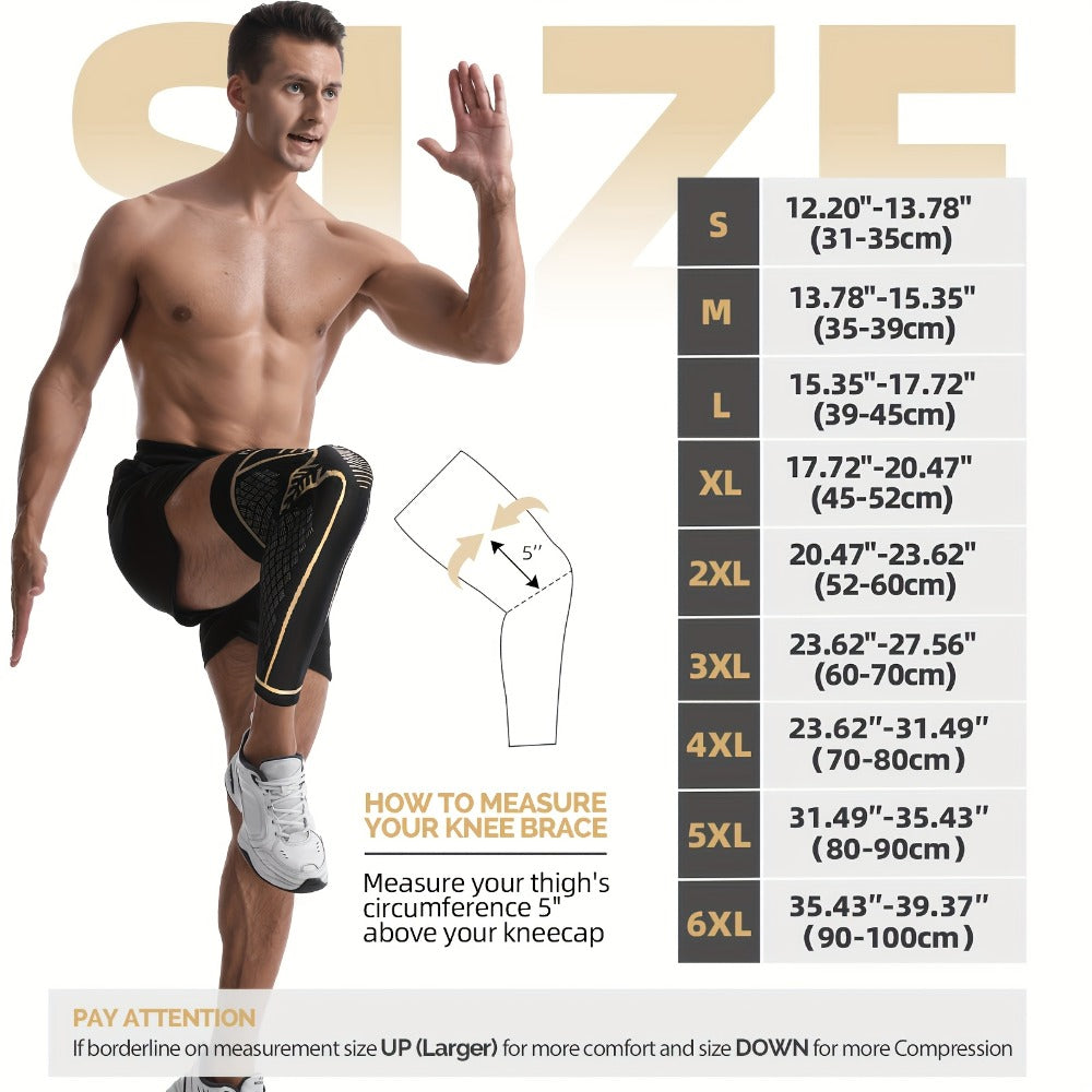 Copper Knee Brace Full Leg Support - Compression Sleeve with Patella Gel Pad & Double Metal Side Stabilizers, Copper-Infused Breathable Fabric, Joint Protection for Running Sports Workout Men Women