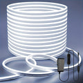Neon LED Strip Lights 10m 32.8ft IP65 Waterproof with Power Adapter, 24V Flexible Neon Light Strip in White, Warm White, Ice Blue & Pink, for Bedroom, Living Room, Kitchen, Staircase, Indoor & Outdoor Decor
