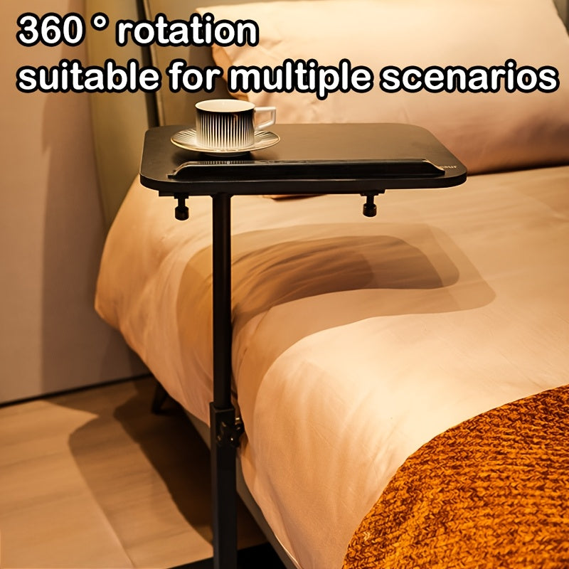 Overbed Table Adjustable Height Hospital Bed Table Bedside Dining Table for Elderly Patients Convalescence Home Medical Nursing Table Rolling Laptop Desk for Bedridden Adults Recovery Care Table Black