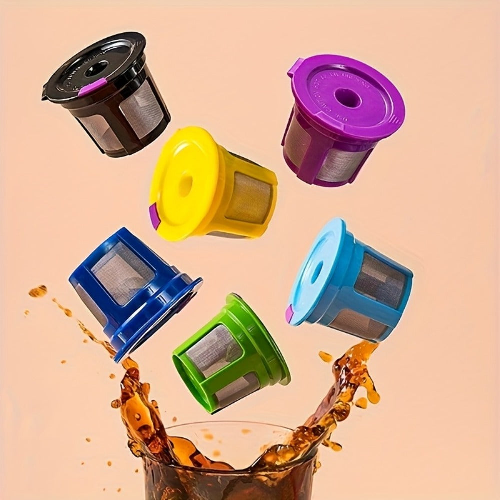 Reusable K-Cup Coffee Pods for Keurig 1.0 & 2.0, Refillable K-Cup Filters Universal Fit, Eco-Friendly Reusable Coffee Pod Filters, 6 Colors, Use Any Ground Coffee