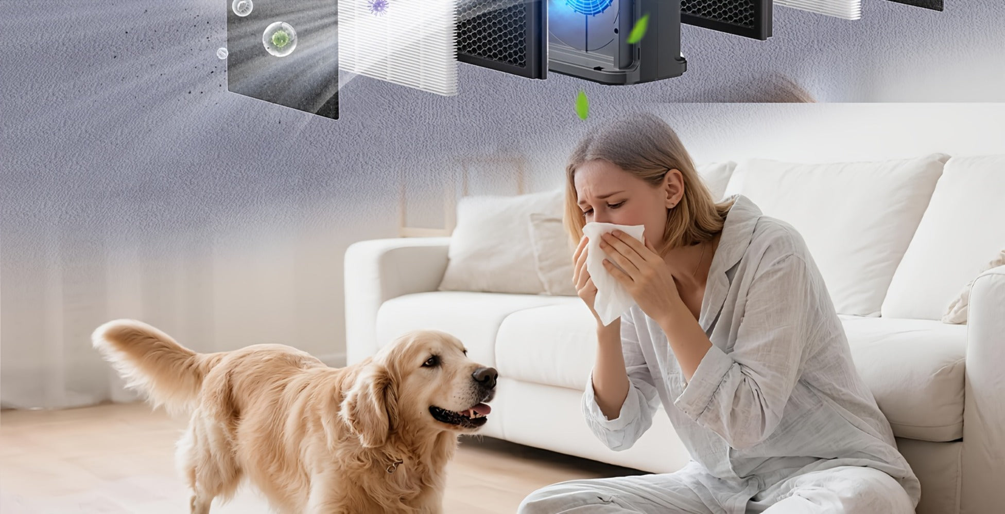 H13 HEPA Air Purifier for Large Room Up to 2500 Sq Ft | Double-Sided Washable Filter, PM2.5 Sensor, 22dB Ultra-Quiet | Air Cleaner for Dust, Pets, Smoke & Pollen | Bedroom & Home | White & Grey
