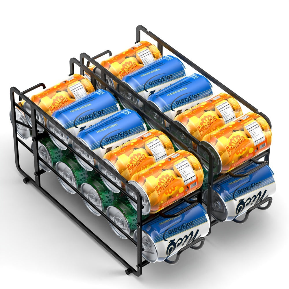 Can Dispenser Rack 2 Pack Stackable Sliding Metal Can Organizer for Kitchen Pantry Cabinet Countertop Canned Food Storage
