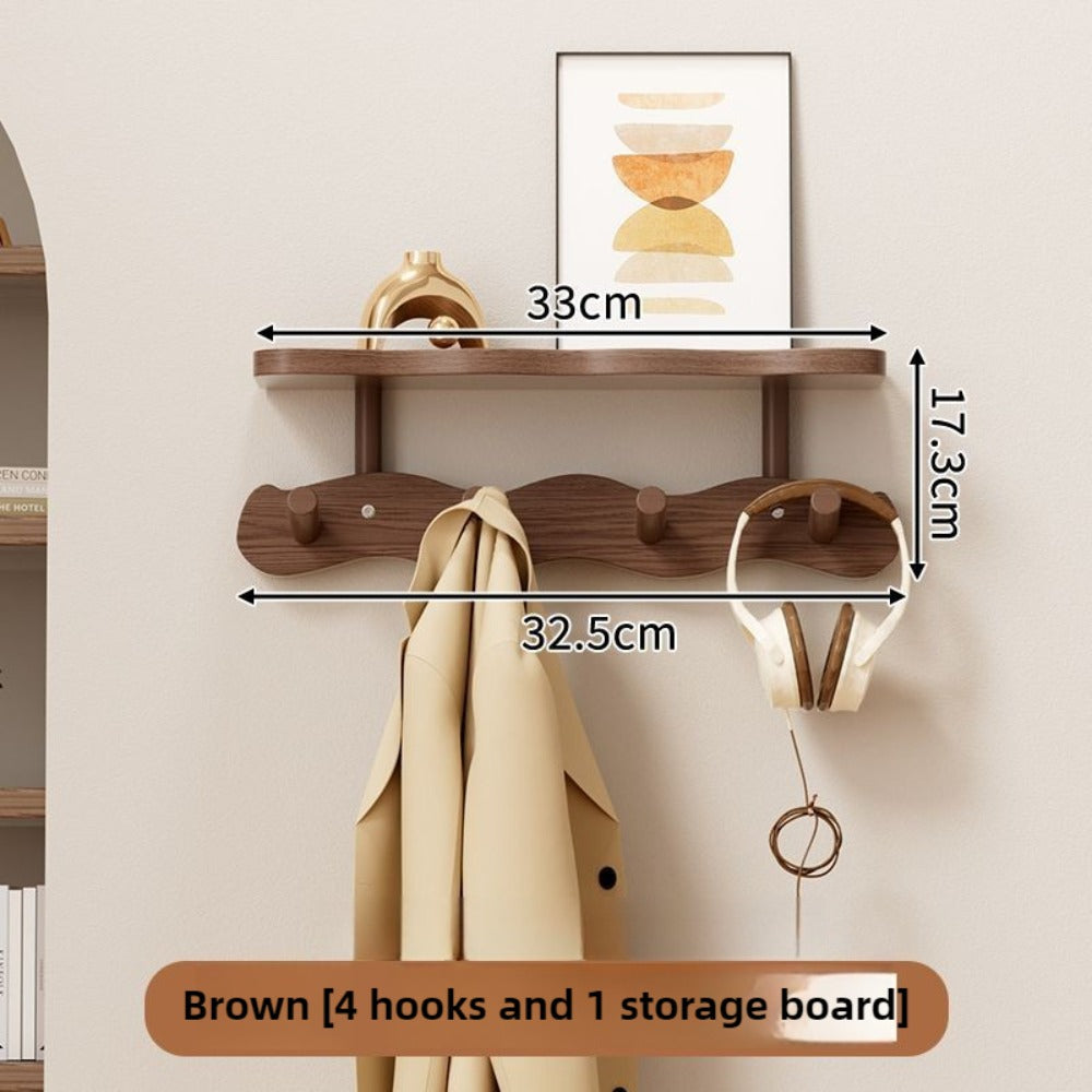 Wall Mounted Coat Rack Wooden Hook Rail with 4 or 8 Hooks Entryway Organizer for Coats Hats Bags Keys Decorative Wood Wall Hook Strip