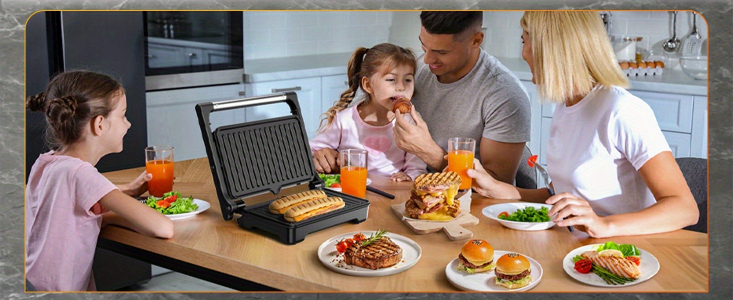 Panini Press Sandwich Maker 1200W, Non-Stick Cast Aluminum Grill with 180-Degree Opening, 2-Slice Panini Maker with Indicator Lights, Even Heat Distribution for Sandwiches Steaks Waffles