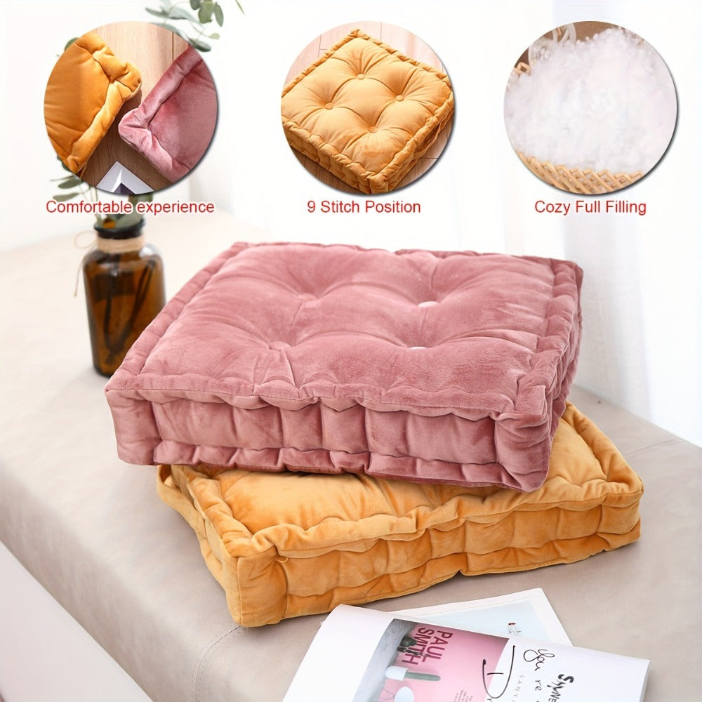 Square Flannel Floor Cushion Thickened Futon Meditation Mat Chair Seat Pad Bay Window Pillow All Season Indoor Sitting Cushion Zafu Yoga Mat