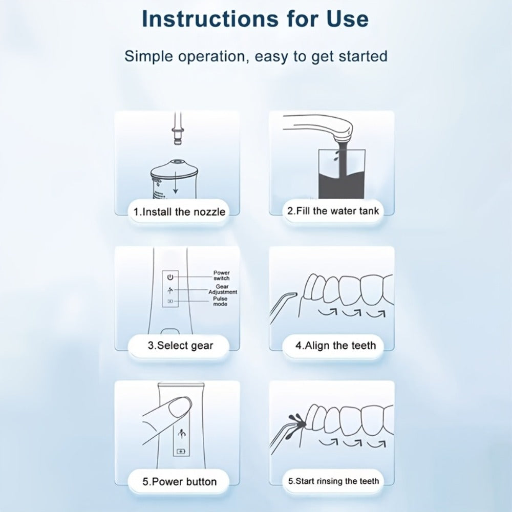 Water Flosser Portable Oral Irrigator ¨C 360¡ã Rotating Nozzle, 3 Pressure Modes, 4 Nozzle Tips, Rechargeable Cordless Teeth Cleaner for Travel & Daily Use