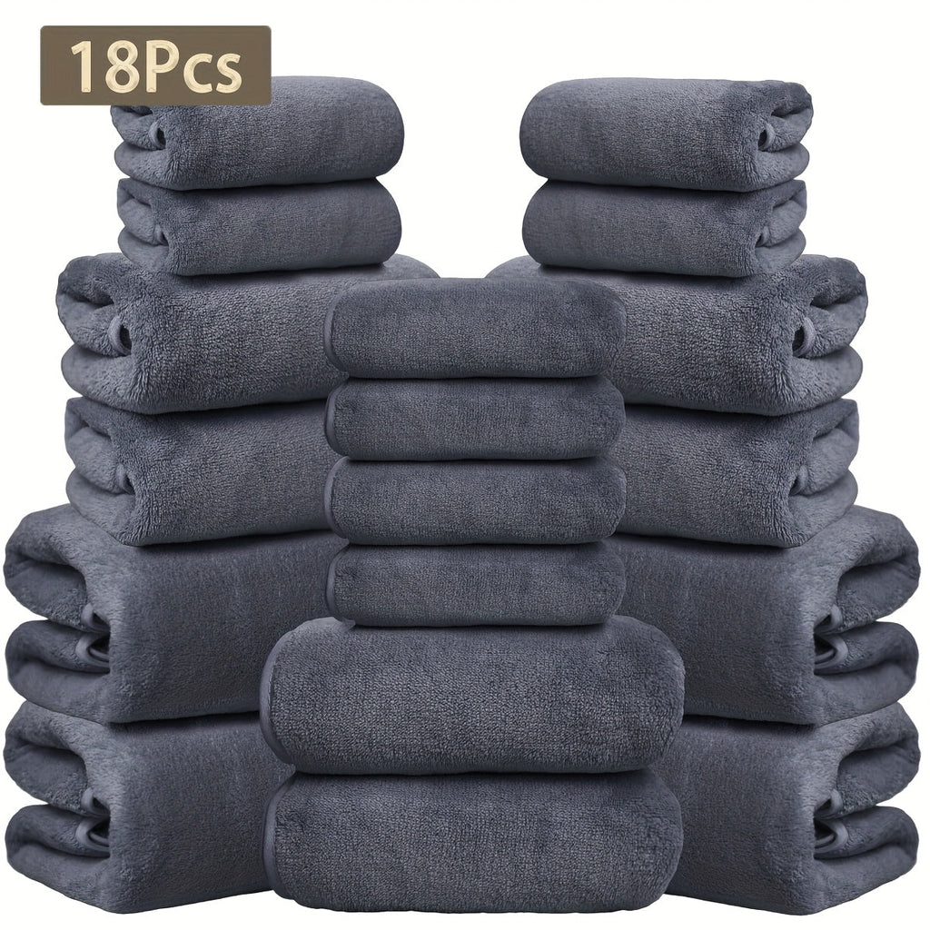 Coral Velvet Bath Towel Set 18pcs ¨C 4 Bath Towels 4 Hand Towels 10 Washcloths Hotel Quality Soft Absorbent