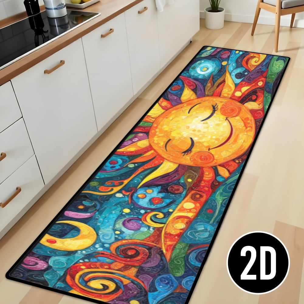 Boho Runner Rug Mandala Non-Slip Washable Soft Polyester Kitchen Hallway Mat Sun Totem Colorful Pattern Living Room Bathroom 5 Designs
