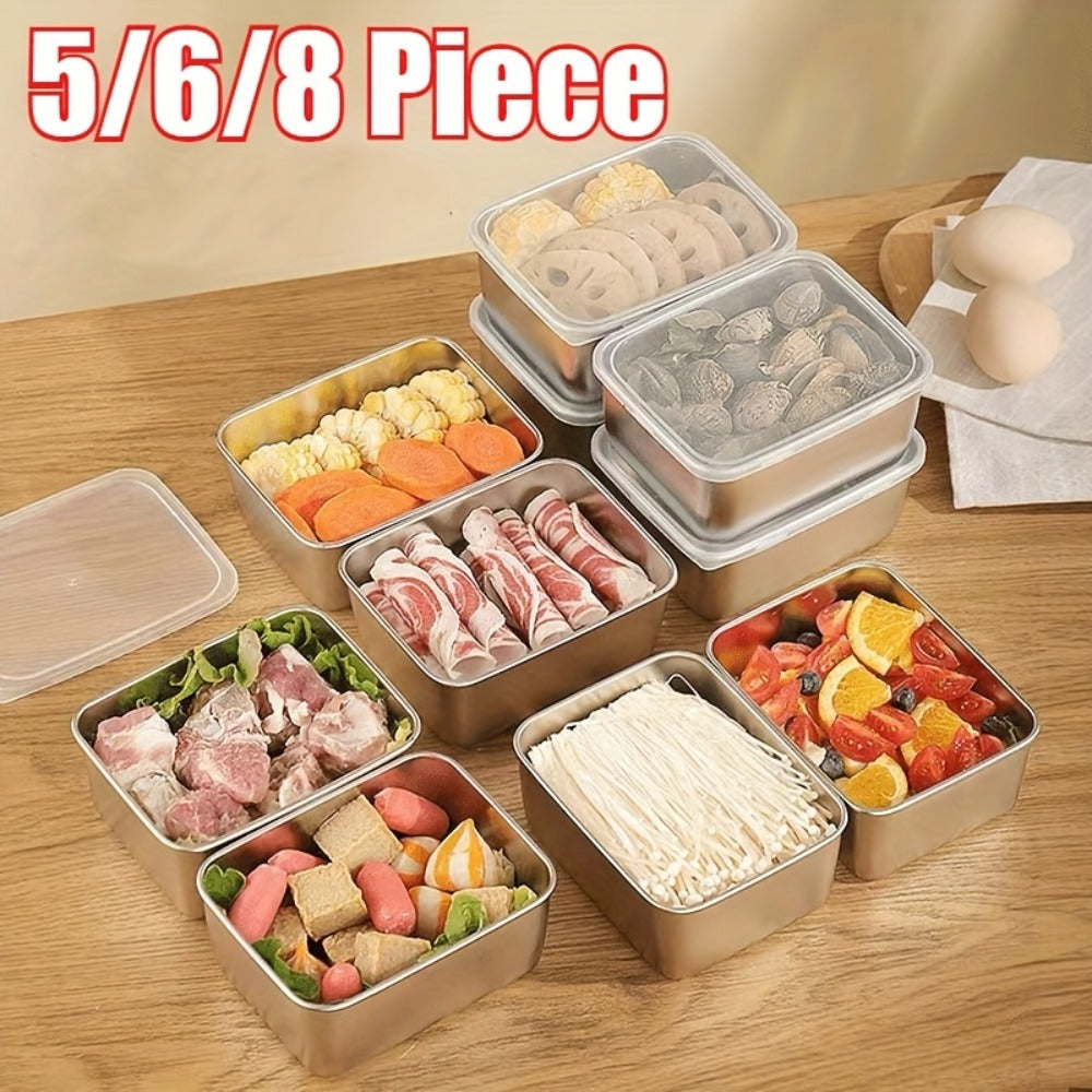 Stainless Steel Food Storage Containers with Lids Set - Meal Prep Lunch Box, Refrigerator & Kitchen Organizer, Outdoor Picnic Bento Box