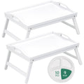 Bamboo Bed Tray Table with Foldable Legs & Handles, Breakfast Tray for Eating, Working & Snacking in Bed ¡ª Food-Safe, Durable Lap Desk | White, Black, Natural Bamboo | 1 or 2 Pack