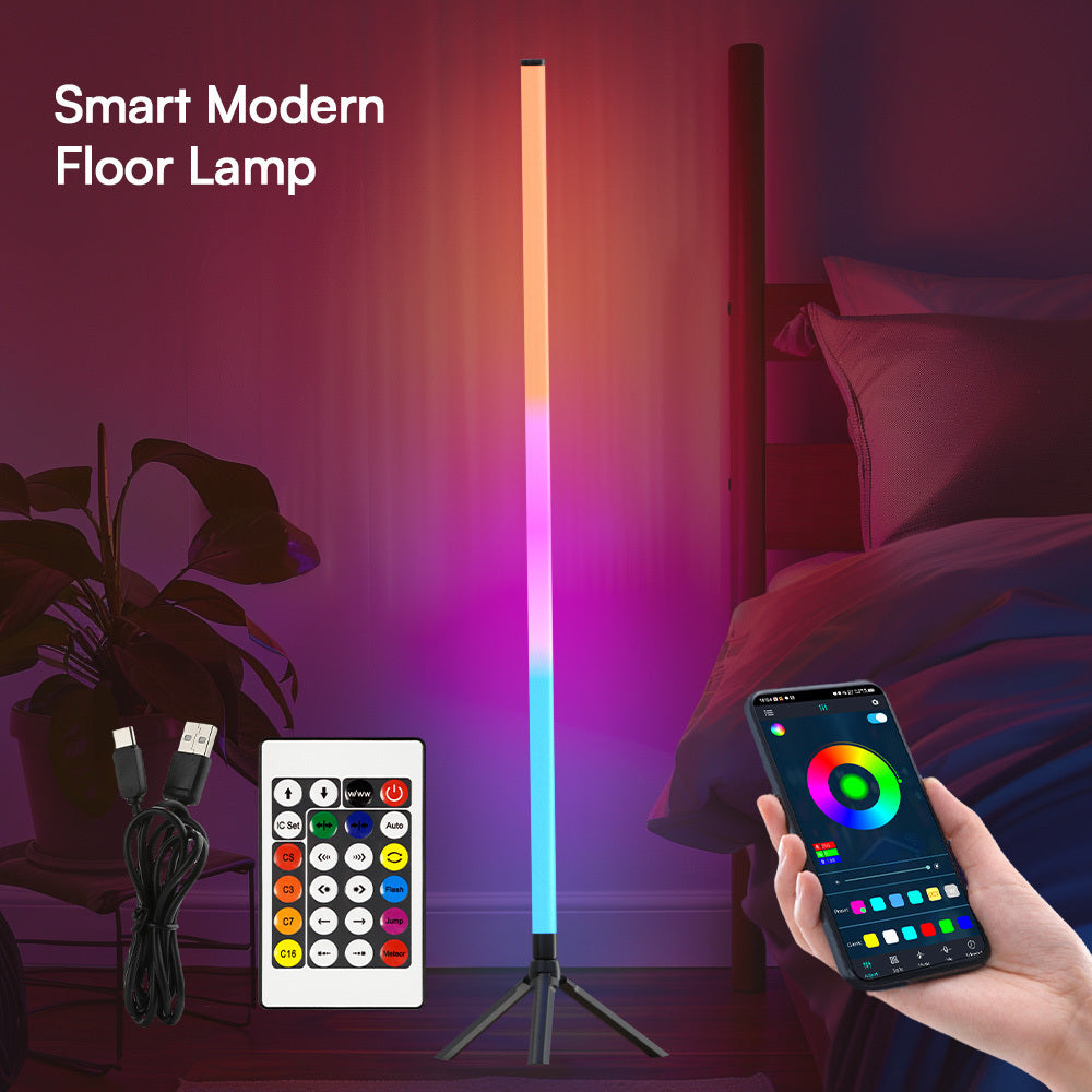 RGB Tube Light with Stand ¨C Smart App & Remote Control, Music Sync Color Changing, Timing, USB Powered for DJ Lighting, Photography, Dance Club, Game Room & Festival (1 or 2 Pack)