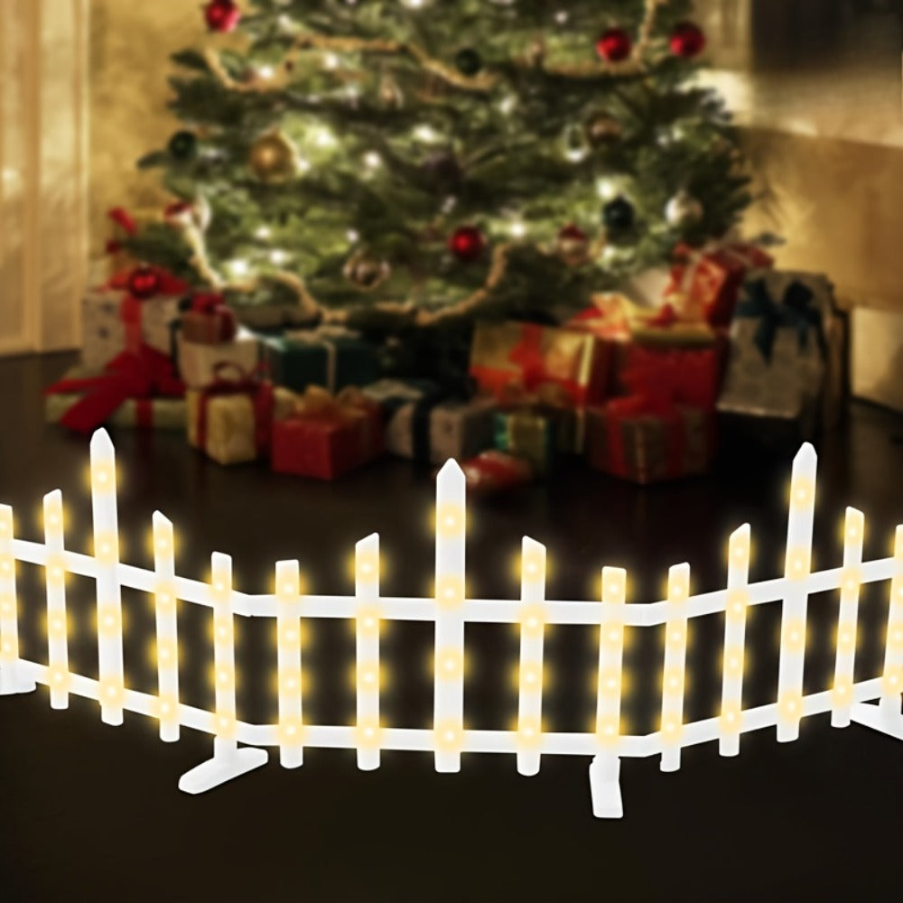 Solar Fence Lights Outdoor 8-Pack with Remote Control - Waterproof LED White Picket Fence Border Lights Solar Powered, Colorful & Warm Light Options for Garden Yard Tree Pet Barrier Christmas Decoration