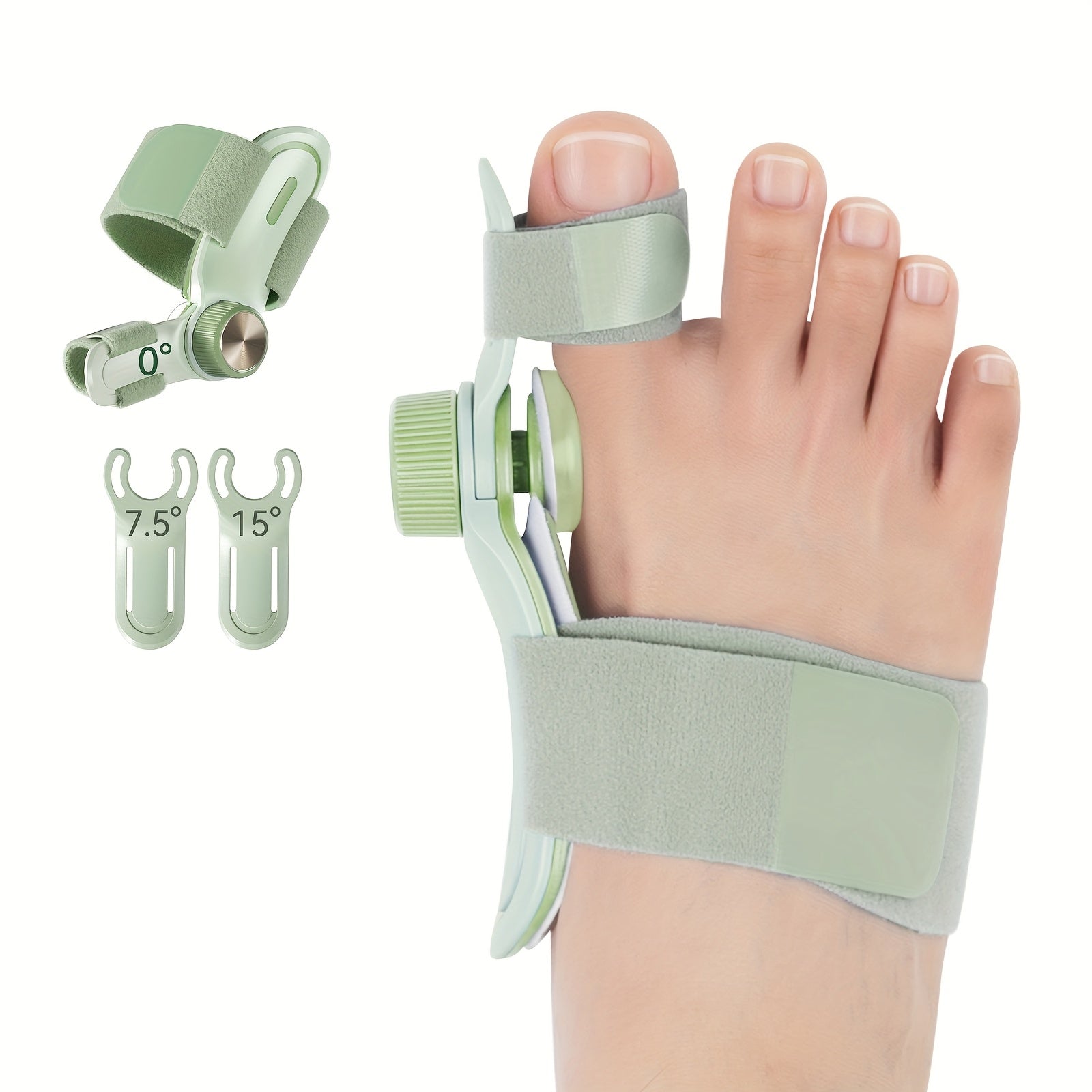 Bunion Corrector Splint with Double Correction ¨C Stepless Adjustable Knob, 3-Angle Fixing Plate, Fits Left & Right Foot for Men & Women
