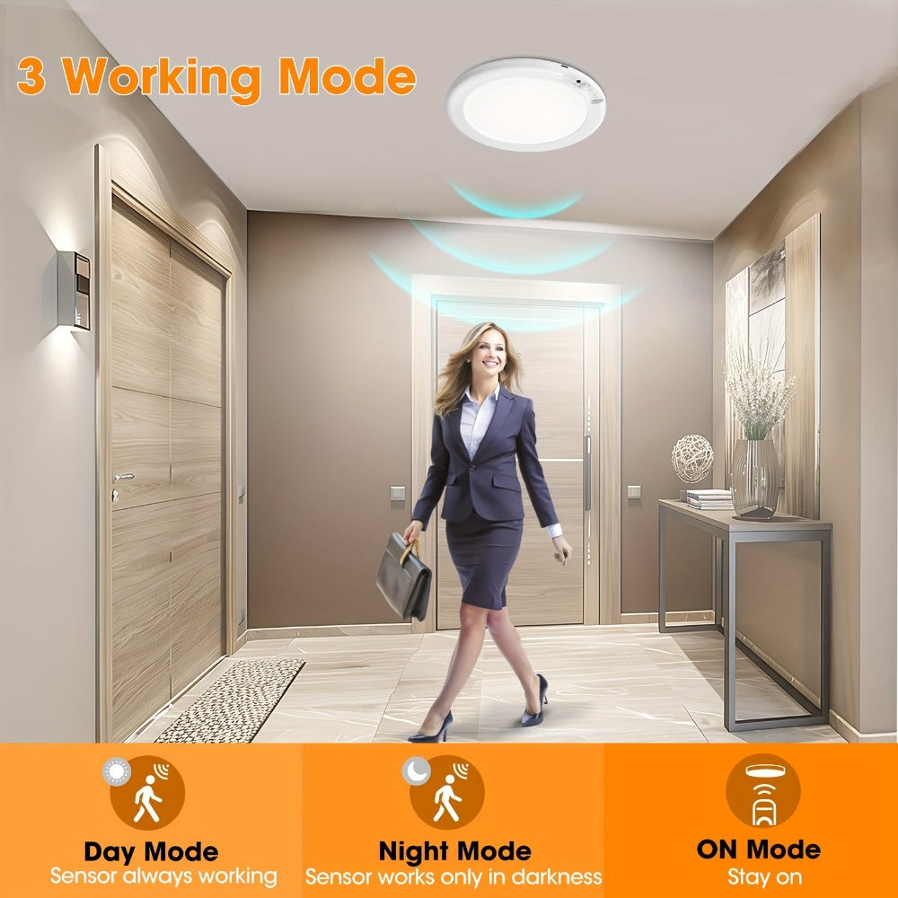 Rechargeable Ceiling Light No Wiring ¨C Battery Operated LED Ceiling Light with Remote Control, Motion Sensor, Dimmable & Timer, Wireless Overhead Light for Bathroom Pantry Hallway Closet Porch Garage