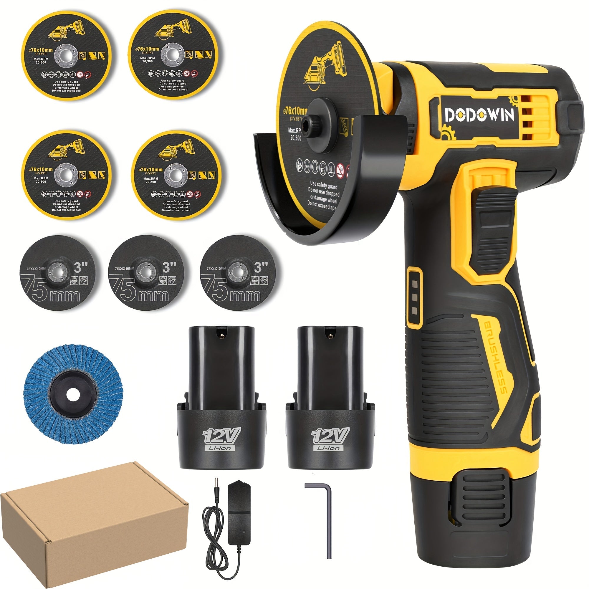 Mini Cordless Angle Grinder 19500RPM ¨C Electric Grinding Polishing Tool for Metal Wood Stone Concrete | Lithium Power Grinder with Battery Options