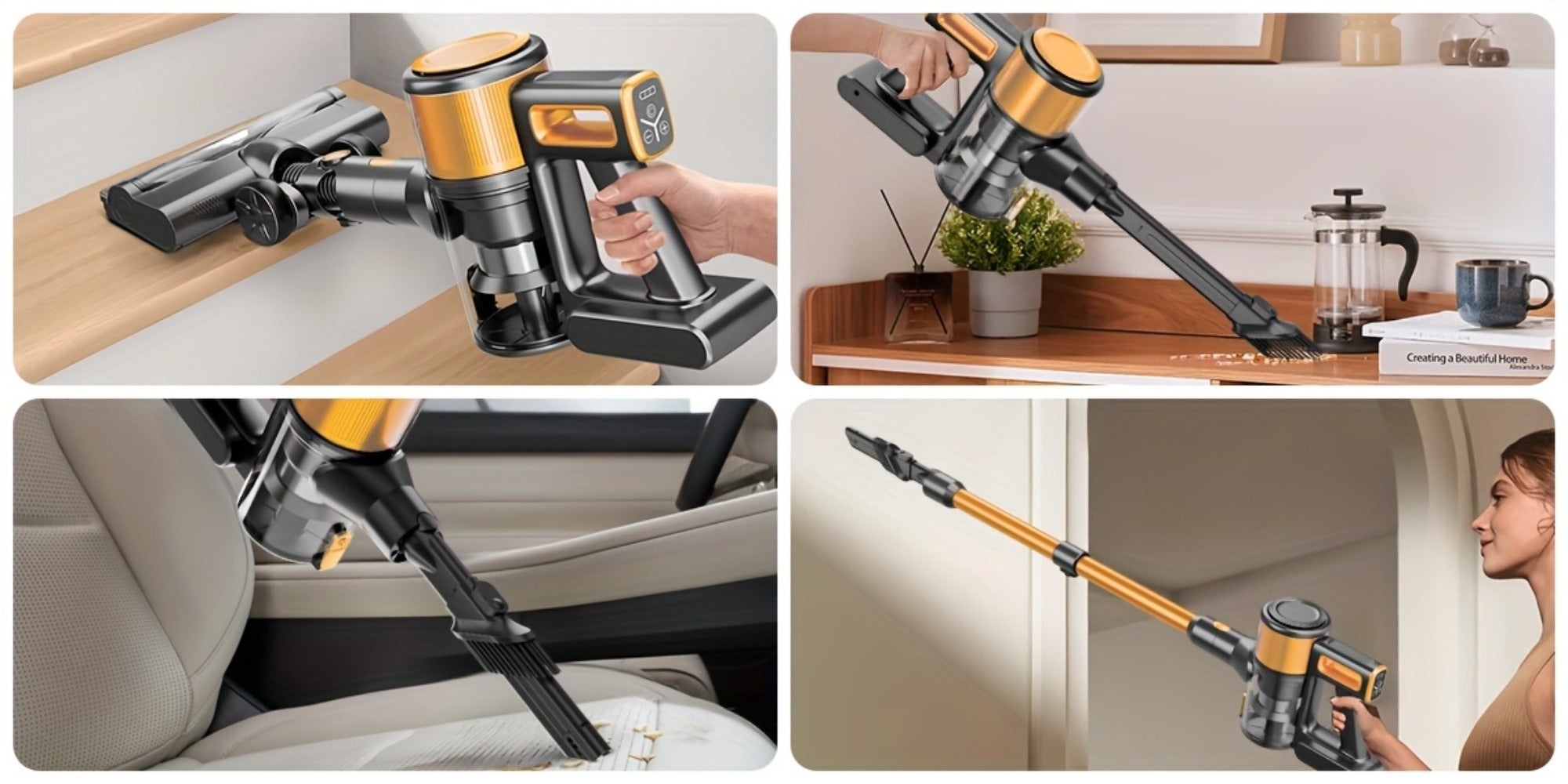 Cordless Stick Vacuum Cleaner 60Kpa 55-Min Runtime - Anti-Tangle Lightweight Handheld Vacuum for Hardwood Floor Carpet Pet Hair Corded Cordless 2200mAh Battery