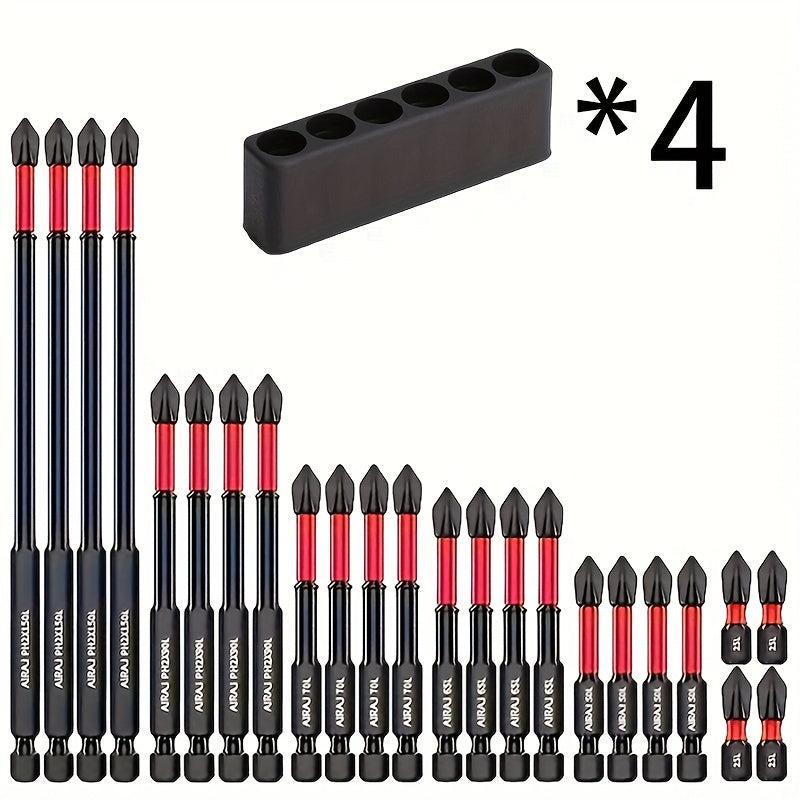 Impact Screwdriver Bits S2 Steel Anti-Slip, Magnetic Phillips Cross Drill Bit Set with Anti-Slip Teeth & High Hardness Tungsten Steel, Power Tool Bits for Home Repair, Bicycle, Furniture & DIY (2/24/60pcs)