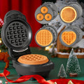 Mini Waffle Maker 4-in-1 with Removable Plates ¨C Waffle, Pancake, Donut & Heart Shape, Non-Stick, Easy Clean, Recipe Included, Compact Breakfast Maker for Home