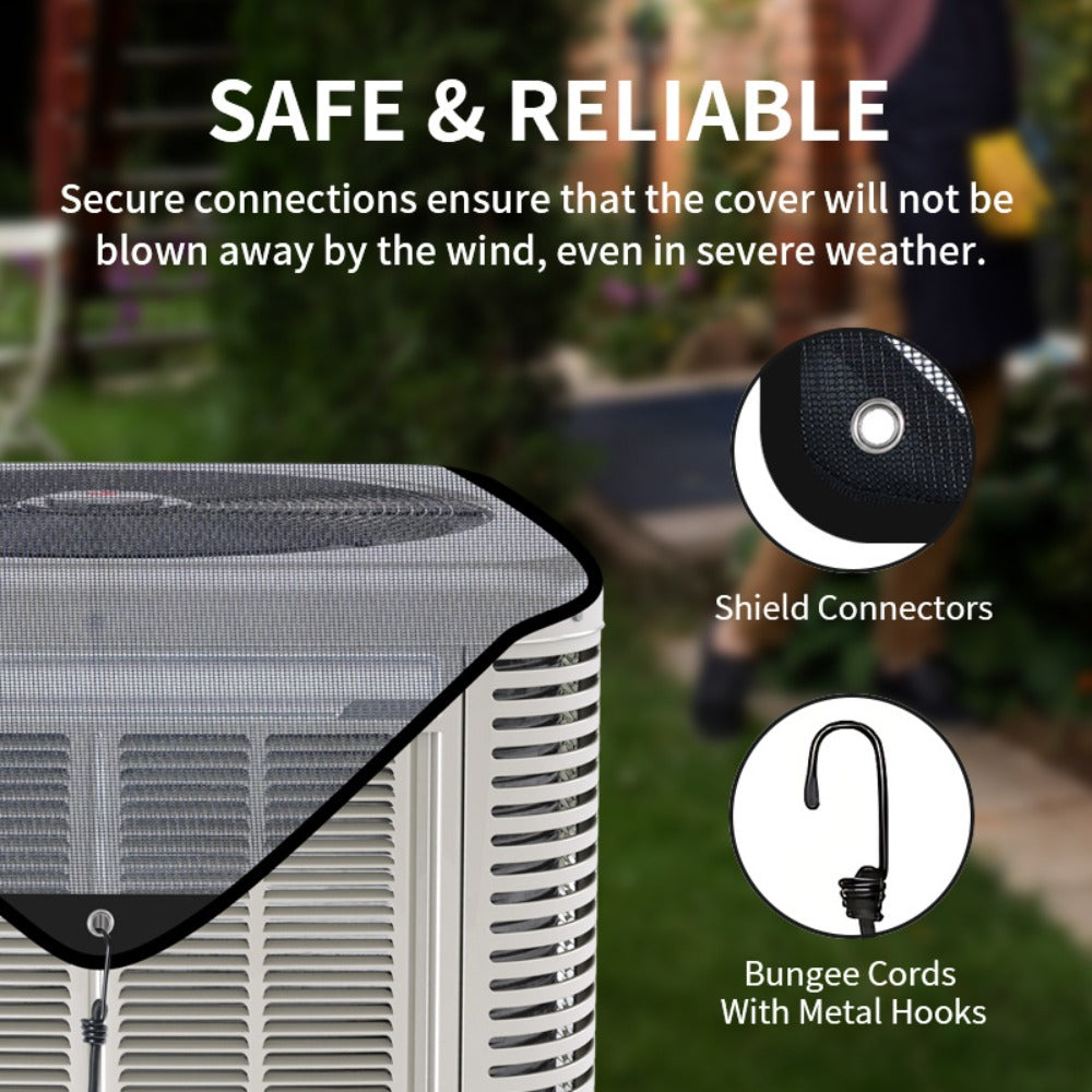 Outdoor Air Conditioner Cover 26¡±x26¡±, Universal PVC Mesh AC Unit Protector, Prevents Leaves Debris Snow, Weatherproof Outdoor AC Cover for Winter Christmas Season