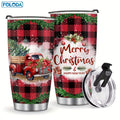 Christmas Tumbler 20oz Stainless Steel Insulated Travel Mug with Lid & Straw Holiday Xmas Patterns Red Truck Snowman Santa Gift for Men Women Friends Teachers