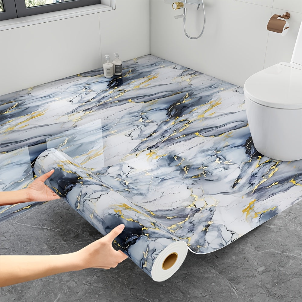 Peel and Stick Floor Tile Sticker 15.7¡±x118¡± Self-Adhesive Marble Pattern Vinyl Roll ¨C 3mm Thick Removable Flooring for Kitchen Backsplash, Bathroom, Shower Room & Home Renovation