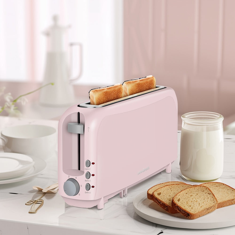 2 Slice Slim Toaster with 6 Shade Settings, Cancel Reheat Defrost Functions, Removable Crumb Tray ¨C Compact 750W Bread Toaster for Kitchen Counter, Fits Bread Waffle Bagel