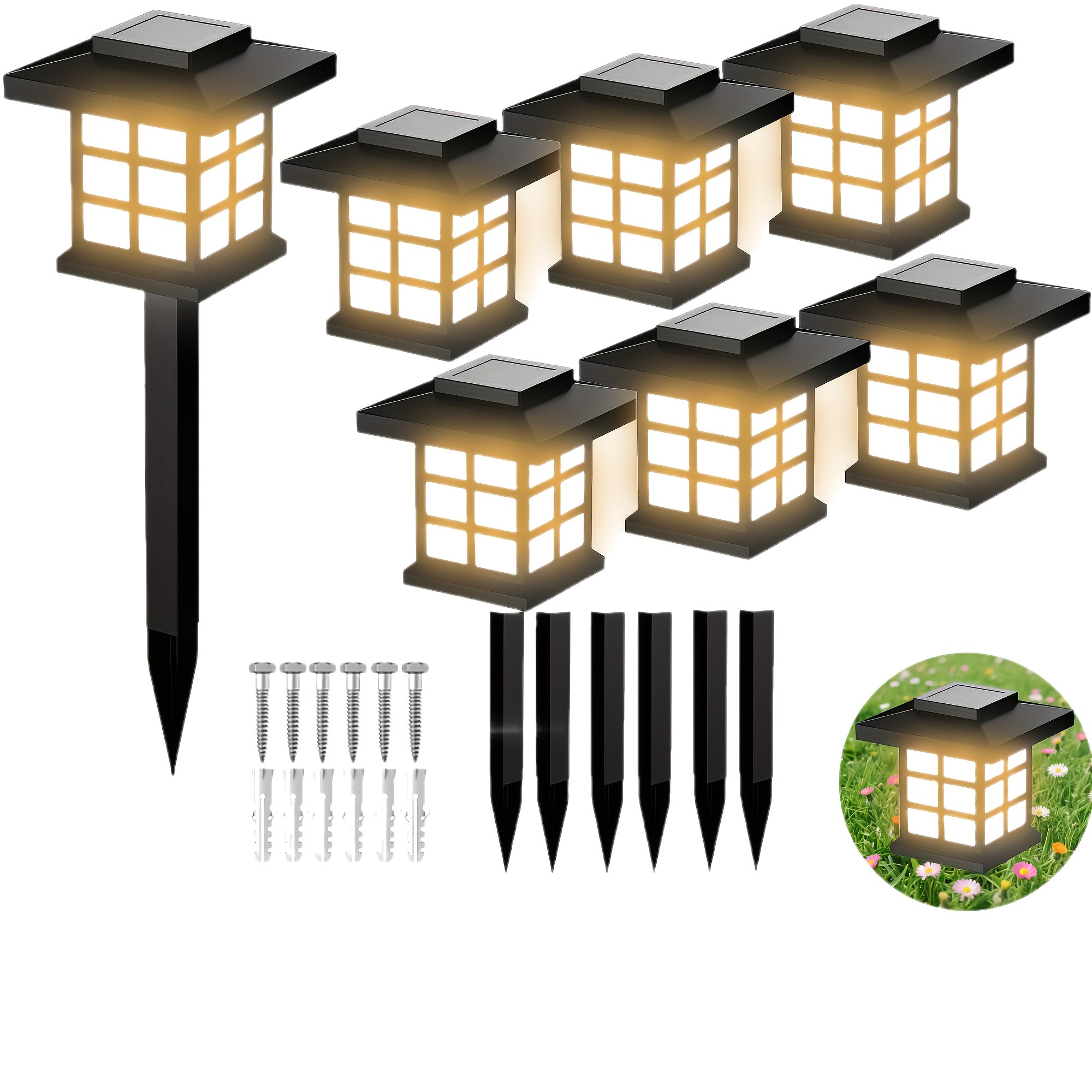 Solar Garden Lights Outdoor Waterproof Landscape Pathway Lights Solar Powered LED Stake Lights for Yard Patio Walkway Holiday Decor Warm White Colorful