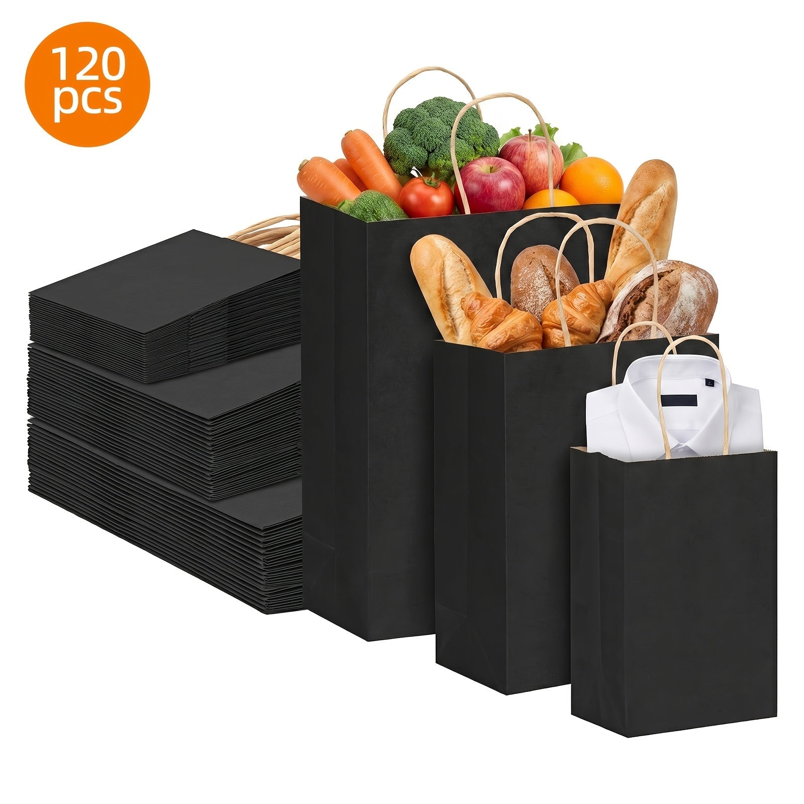 Kraft Paper Bags with Handles Bulk ¨C 75/90/120/210 Pcs Gift Bags 3 Sizes 110g Shopping Bags for Wedding Party Retail Favor Wrapping Easy Storage