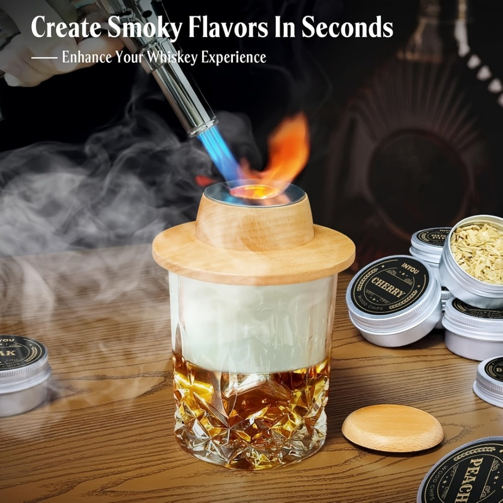 Whiskey Smoker Kit with Torch 26pcs - 12 Wood Chip Flavors, 3 Filters, Cocktail & Old Fashioned Smoker Kit - Bourbon Whiskey Gifts for Men, Dad, Husband, Birthday Gift Set (No Butane)