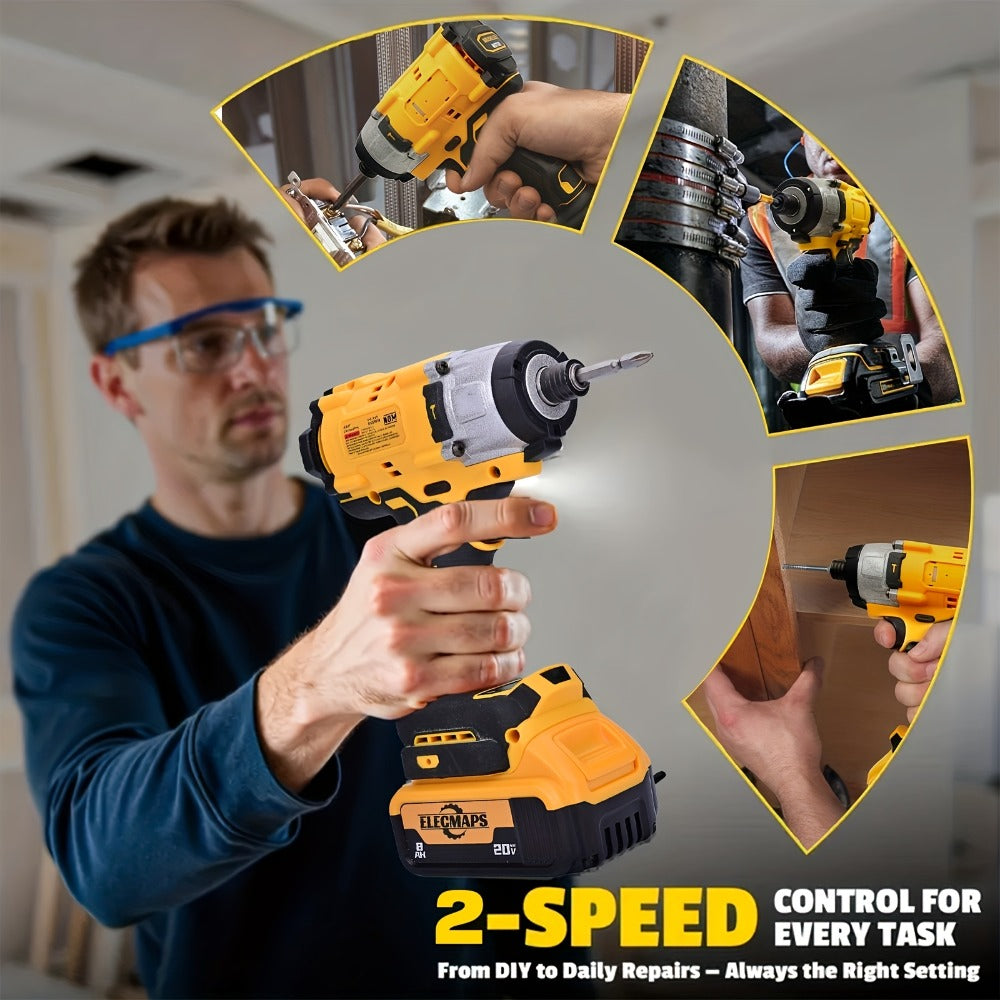 Cordless Power Tool Combo Kit for Dewalt 20V Battery - Impact Wrench 1500Nm, Brushless Drill & Screwdriver Set for Home Repair & Construction