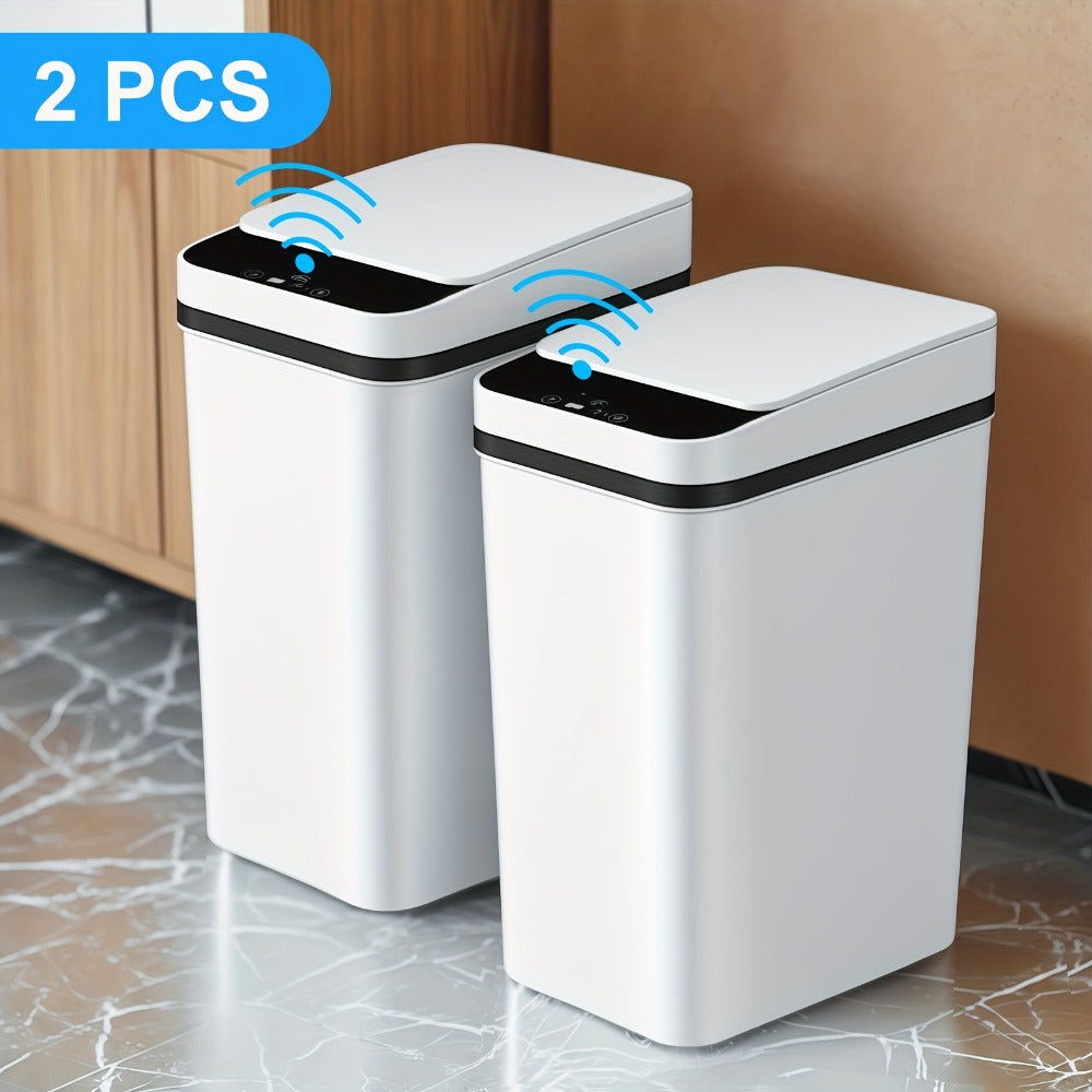 Motion Sensor Trash Can 2 Pack Touchless Automatic 4.2 Gal and 2.6 Gal with Lids Narrow Electric Garbage Bin for Bathroom Bedroom Office