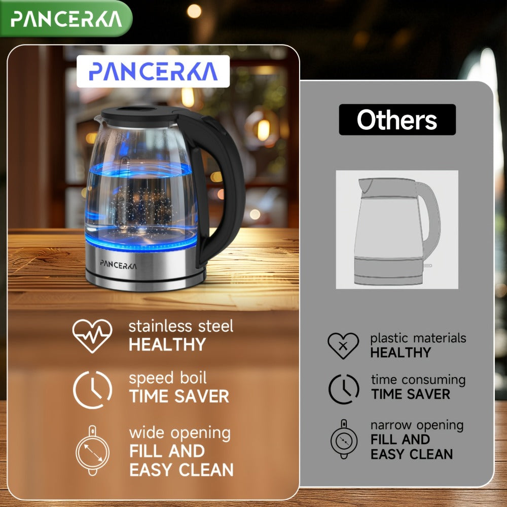 Electric Kettle 1000W BPA Free Auto Shut-Off Stainless Steel Fast Boiling Hot Water Kettle 1.7L Cordless Tea Kettle with Filter Boil-Dry Protection Black