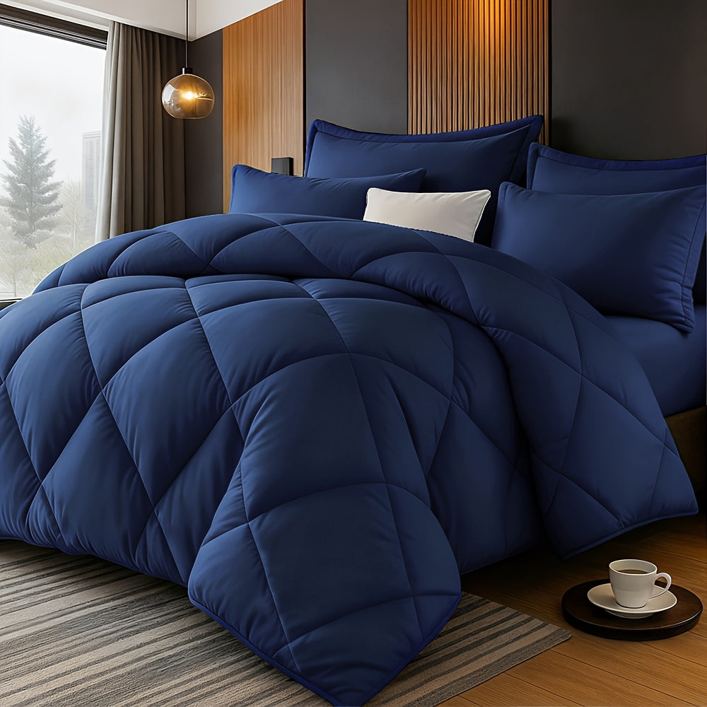 Comforter Set 2/3 Piece - Diamond Grid Quilted Down Alternative Comforter with Pillowcases, Soft Microfiber Breathable All Season Bedding Set, Twin Queen King, Multiple Colors