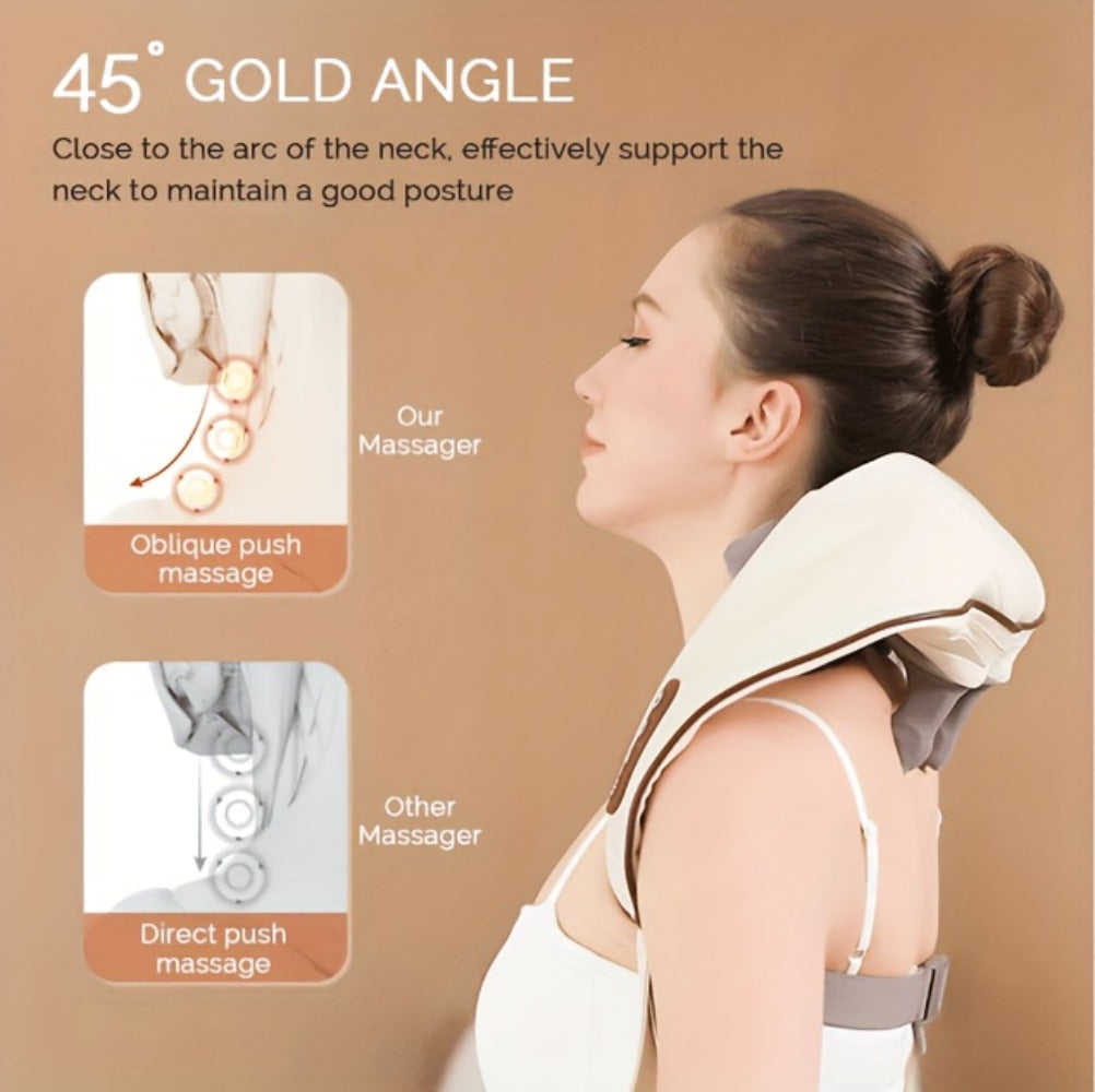 Neck Massager Shiatsu with Heat ¨C 6-Node Deep Kneading Wireless Massager for Neck, Shoulders & Trapezius Muscles | Hands-Free Electric Neck & Shoulder Massager with Heating Function