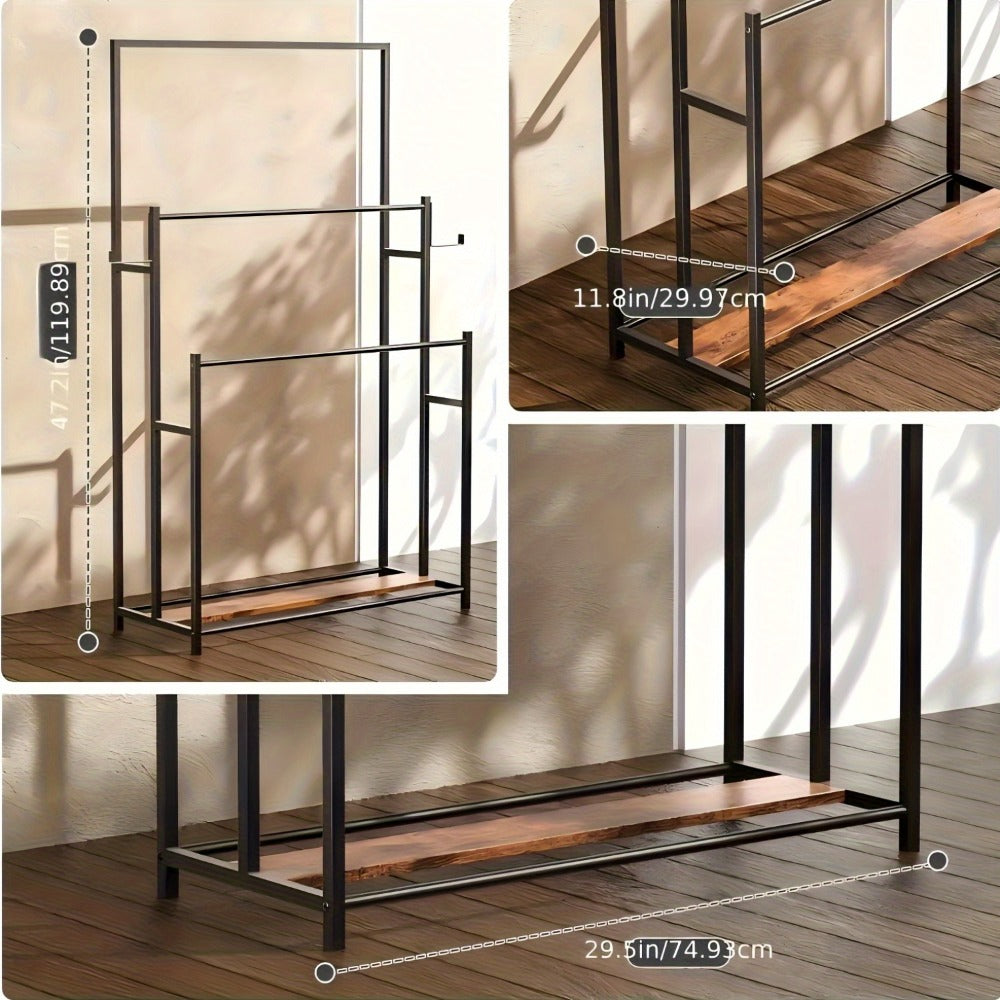 Towel Rack Freestanding 47 Inch Tall 3-Tier Floor Standing Towel Holder for Bathroom Bedroom Pool Outdoor - Oversized Bath Towel Drying Stand for Blankets Quilts Beach Towels Hot Tub Gym