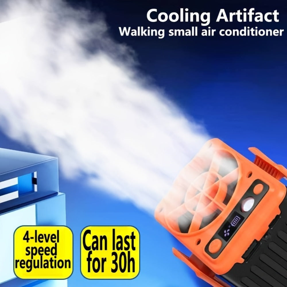 Portable Clip Fan 10000mAh Rechargeable Wearable Belt Fan with 22H Battery Life 4 Speed Settings 8000RPM Strong Airflow for Outdoor Camping Hiking Jobsite Farming Traveling Fishing