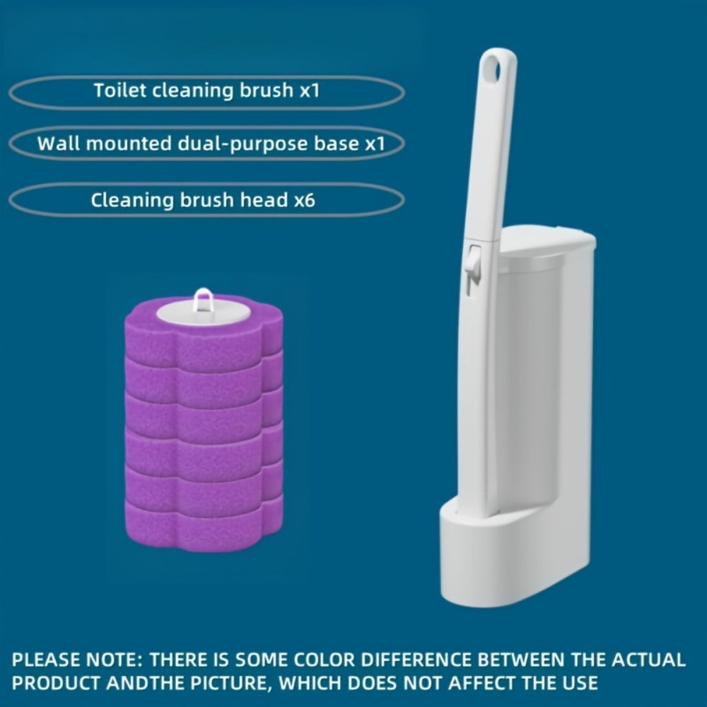 Disposable Toilet Brush Set with Replacement Heads ¨C Hygienic No-Touch Bathroom Cleaning Brush with Stand Easy Install