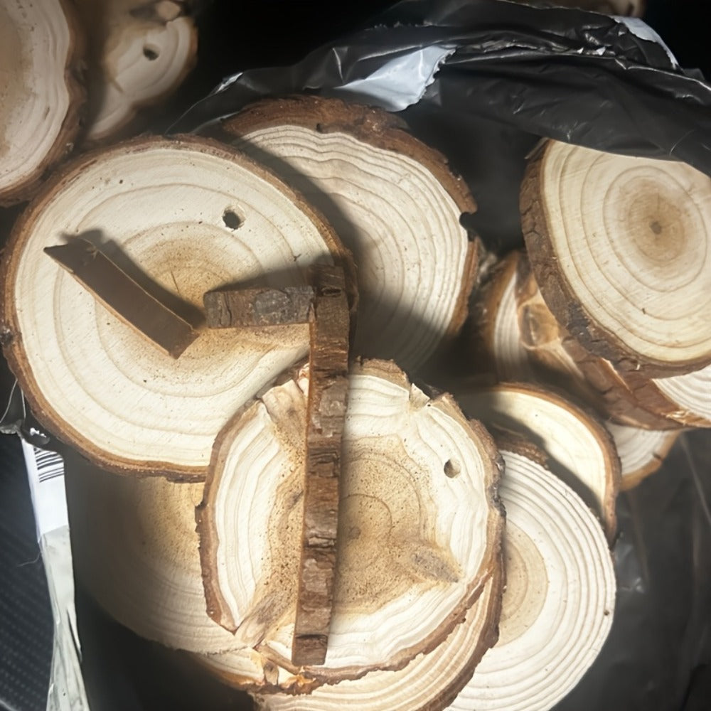 Wood Slices 28 Pcs Natural Log Bark Rounds for Crafts DIY Centerpieces Christmas Ornaments Wreaths Wedding Decor Painting Woodworking 2.76-3.54 Inch with or without Holes