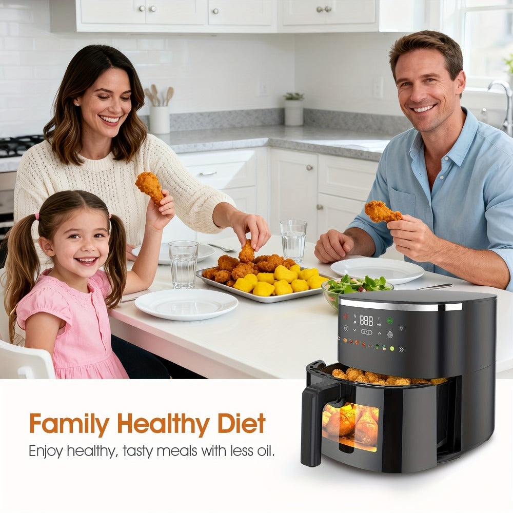 Air Fryer 6QT with 8 Preset Functions, Visible Window, Adjustable Temperature & Timer ¨C Large Capacity Oil-Free Cooker for Crispy Fries, Chicken, Vegetables & More, Easy to Clean Home Kitchen