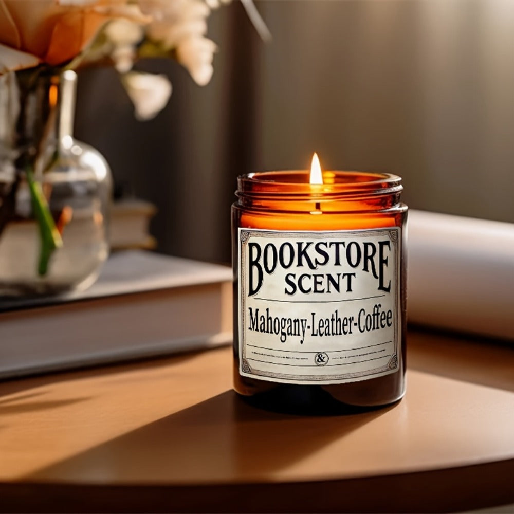 Scented Soy Candle Bookstore Aroma - Long Burning Book Lover Candle Gift for Home Decor, Relaxation, Mother's Day & Teacher Appreciation