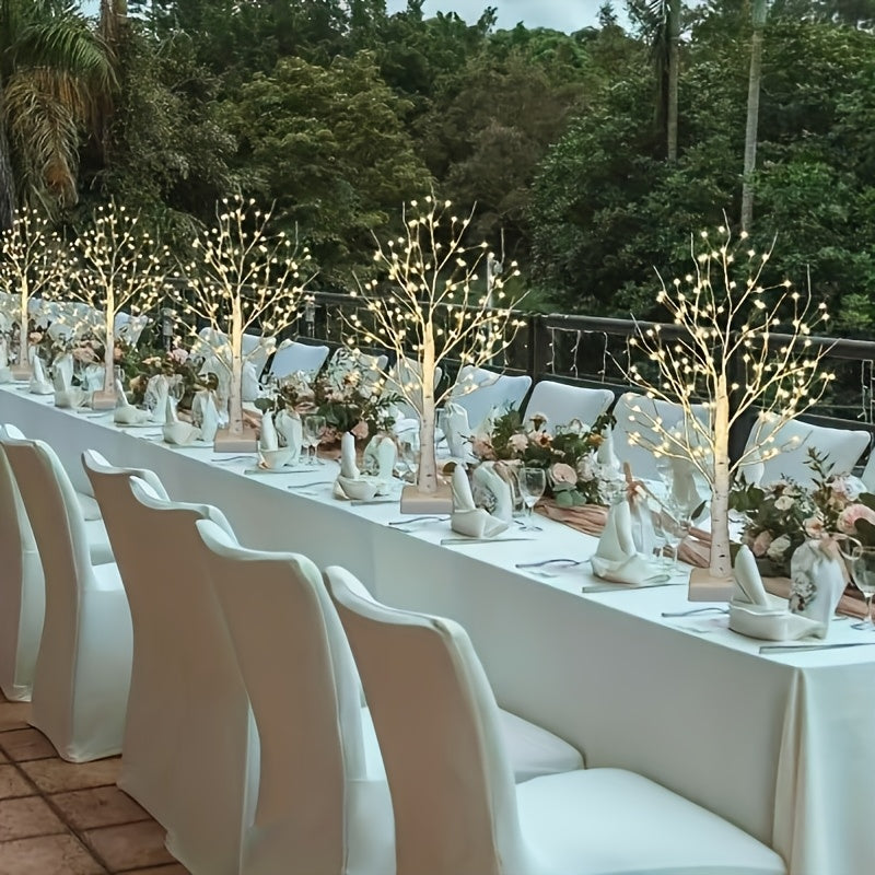 LED Illuminated Birch Tree Decoration ¨C Battery-Powered Warm White Glowing Birch Trees for Wedding, Home, Fireplace & Indoor Gatherings ¨C Freestanding Decorative Light Display, 4 or 6 Pack