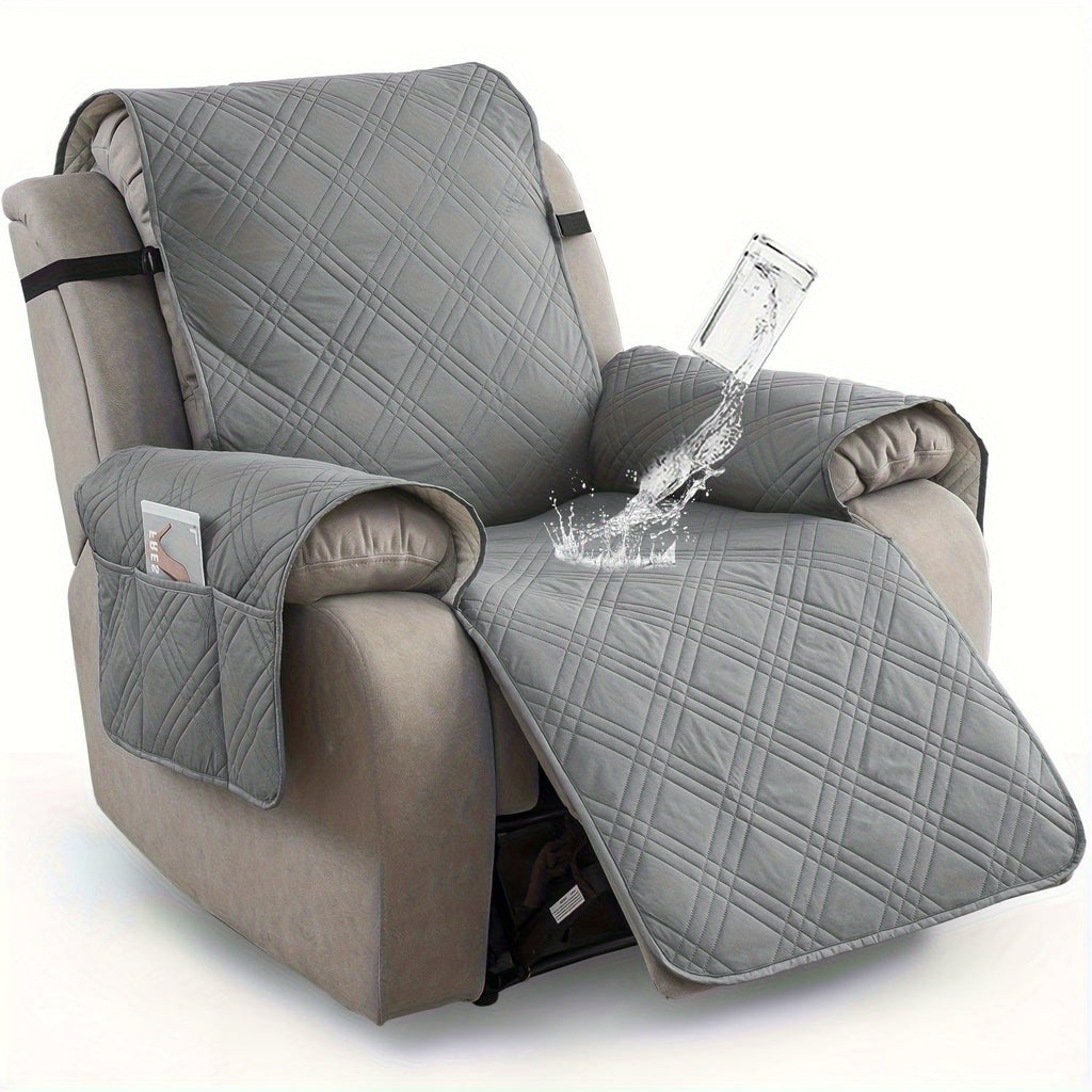 Recliner Chair Cover Waterproof Non-Slip Sofa Slipcover with Pocket Pet Scratch Resistant Washable Furniture Protector for Living Room Multiple Colors
