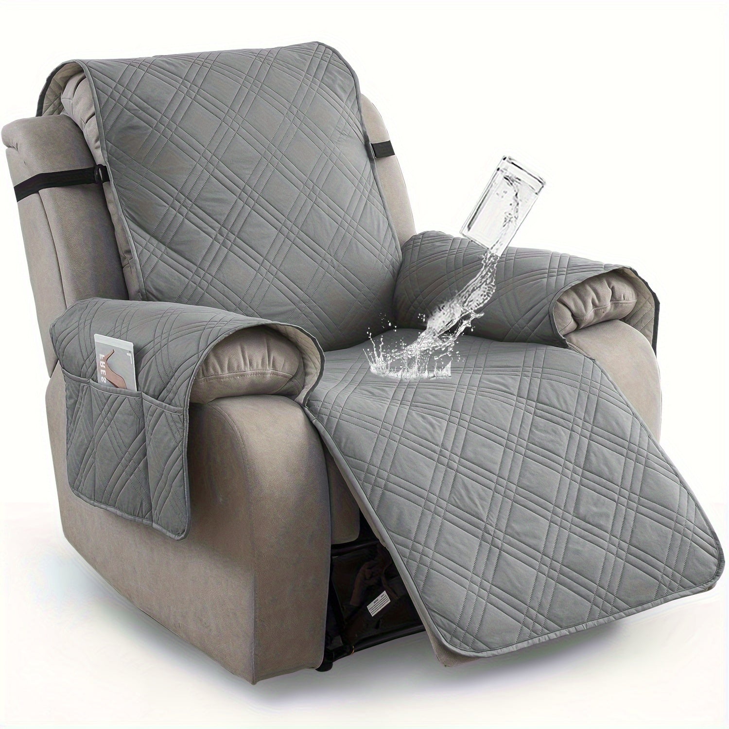 Recliner Chair Cover Waterproof Non-Slip Sofa Slipcover with Pocket Pet Scratch Resistant Washable Furniture Protector for Living Room Multiple Colors