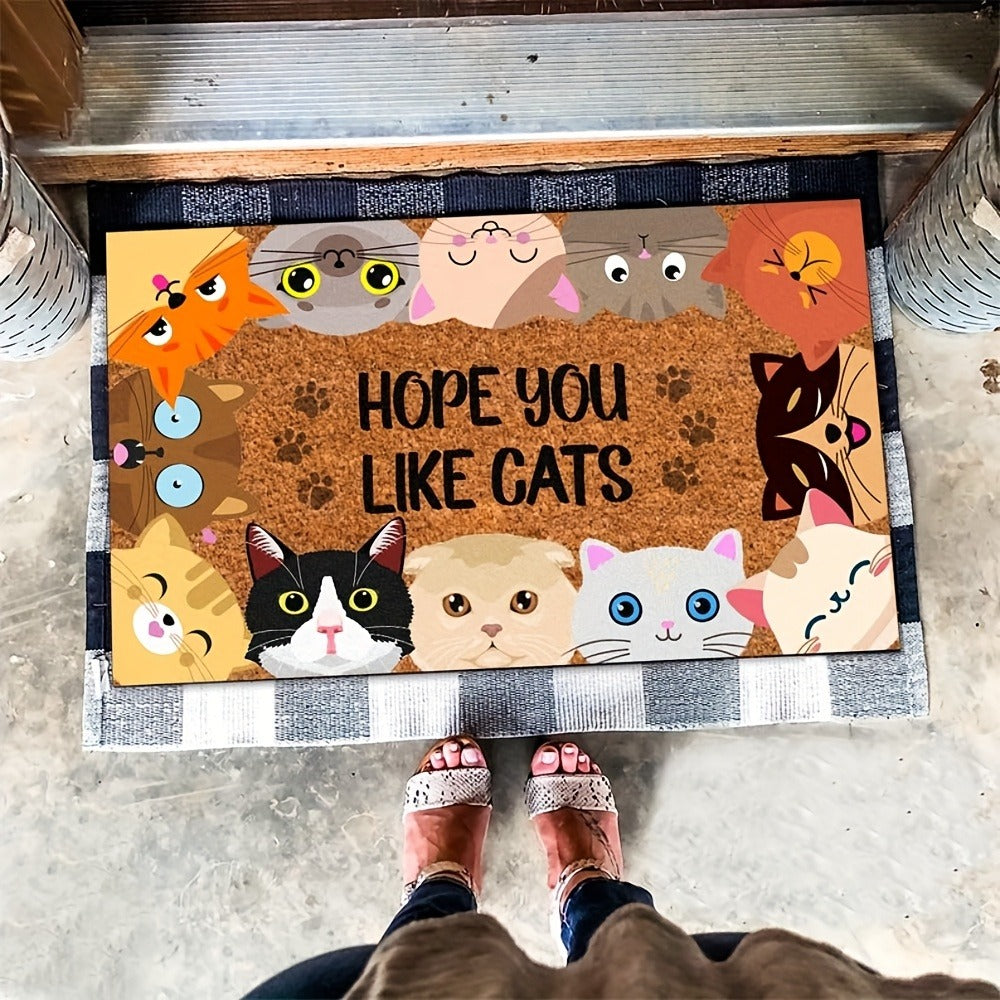Cat Paw Print Non-Slip Doormat Indoor Outdoor Entrance Bedroom Living Room Floor Mat Flannel Washable Carpet Home Decor Gift