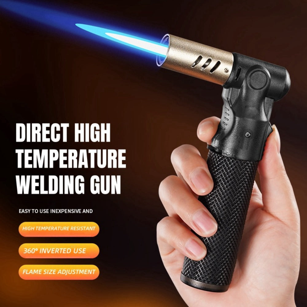 Windproof Torch Lighter ¨C Refillable Jet Flame Butane Lighter with 360¡ã Inverted Ignition, 1800¡ãC High Temp Blowtorch, Flame Size Adjustment, Portable for Camping, BBQ, Welding, Soldering (Butane Not Included)