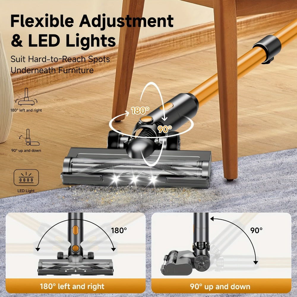 Cordless Stick Vacuum Cleaner 60Kpa 55-Min Runtime - Anti-Tangle Lightweight Handheld Vacuum for Hardwood Floor Carpet Pet Hair Corded Cordless 2200mAh Battery