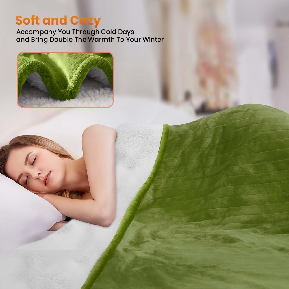 Electric Heated Blanket Flannel Sherpa - 6 Heat Settings, 10-Hour Auto Shutoff, Quick Heating, Machine Washable, ETL & FCC Certified, Twin Full Queen, Winter Comfort for Home Bed Couch Office