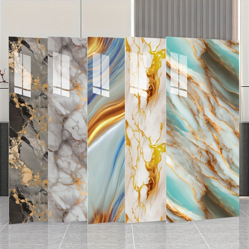 Self-Adhesive Waterproof PVC Wall Sticker 22pcs Peel and Stick Marble Boho Wallpaper 11.81x23.62in Oil Resistant for Kitchen Bathroom Living Room Bedroom Decor