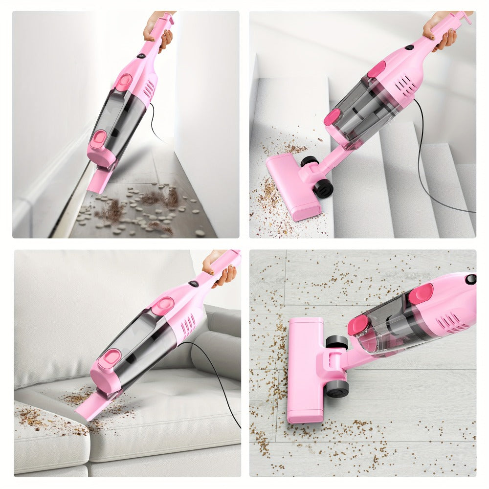 Corded Stick Vacuum Cleaner 20KPa 600W Motor 2-in-1 Bagless Upright Handheld Vacuum 0.8L Dustbin for Hard Floor Pet Hair Carpet Car Stairs Low Noise 65dB